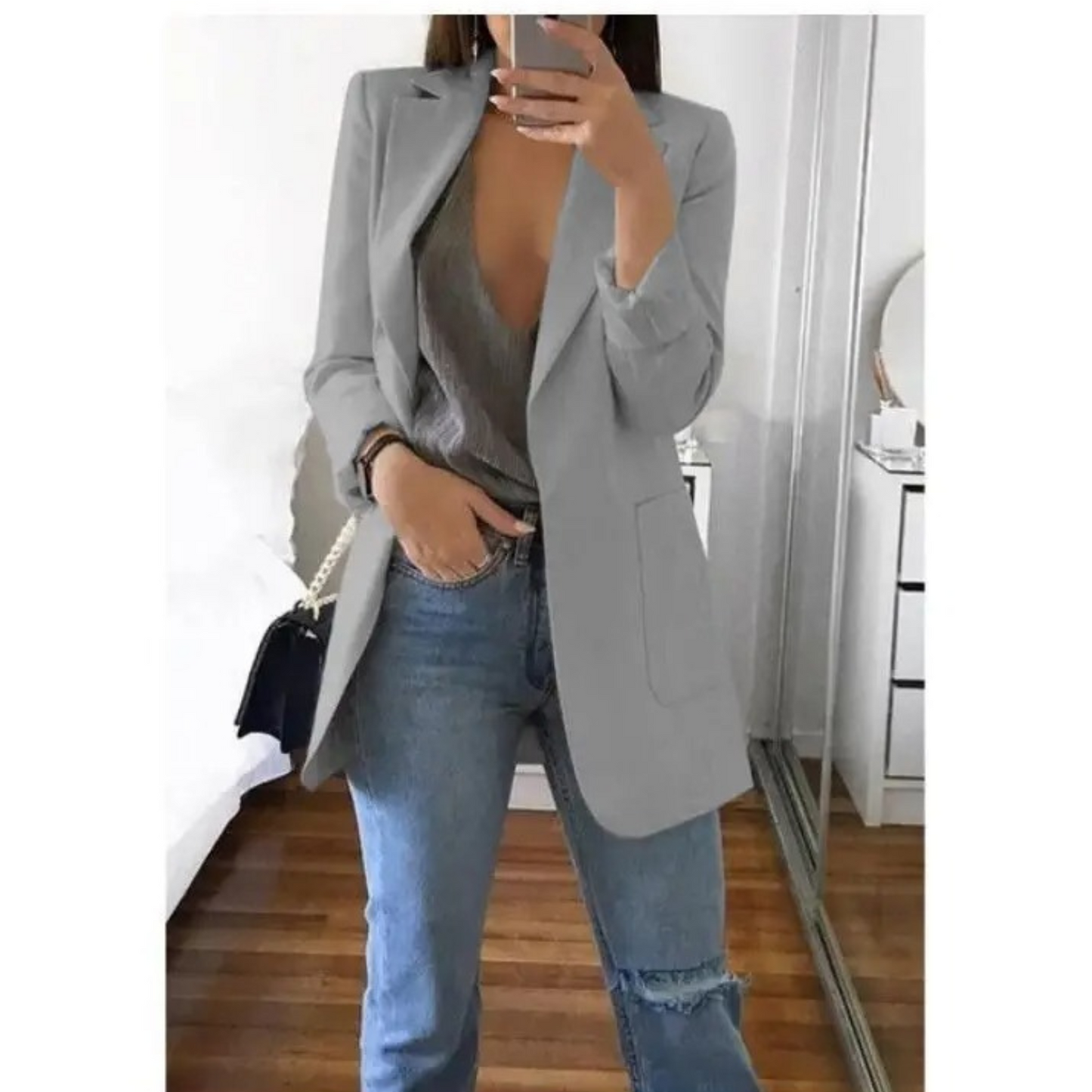 Blazer long pour femme couleur kaki automne MODA