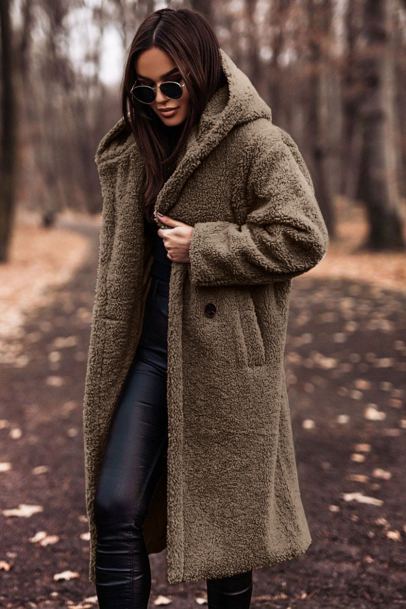 Lorena | Manteau long teddy à capuche pour femme  chaud et élégant