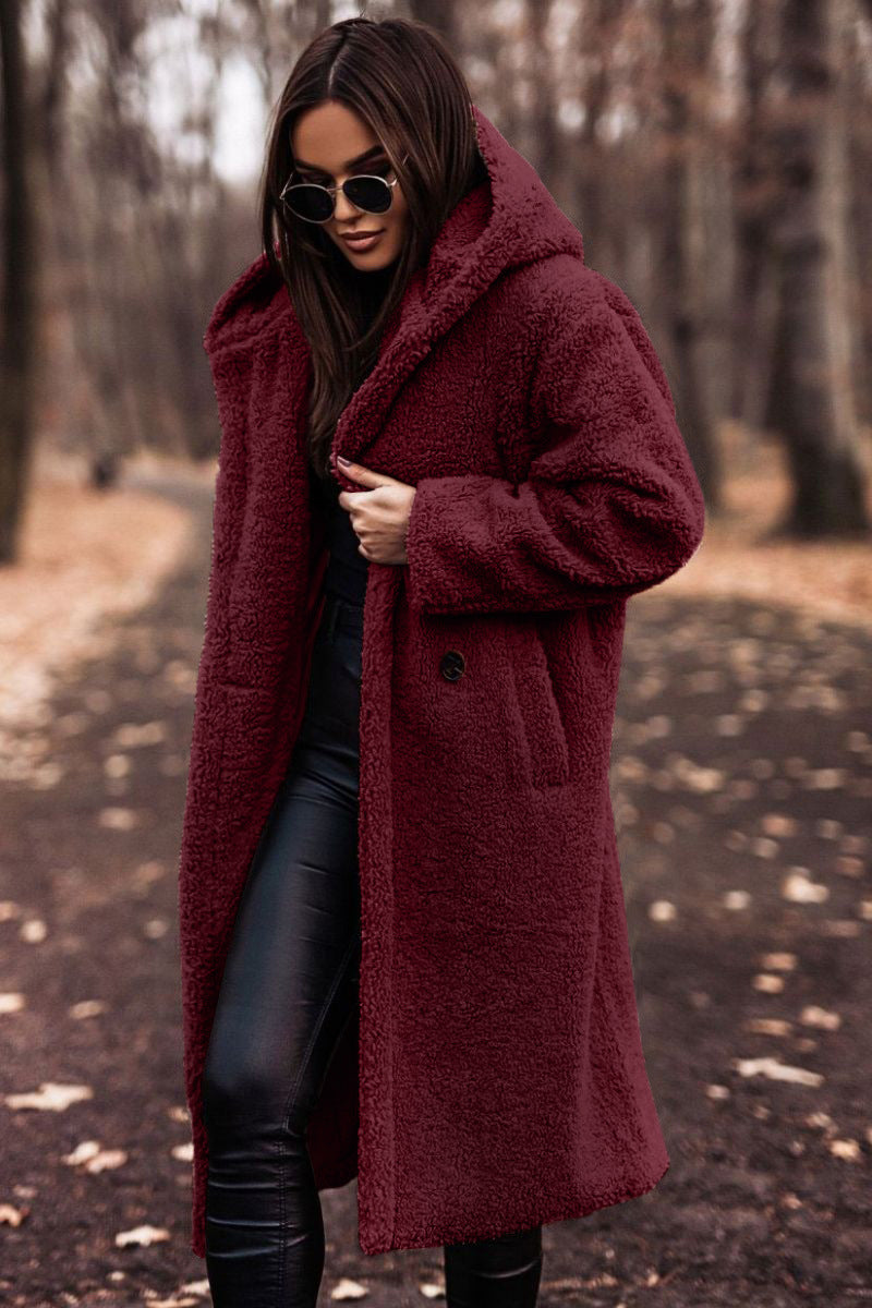 Lorena | Manteau long teddy à capuche pour femme  chaud et élégant