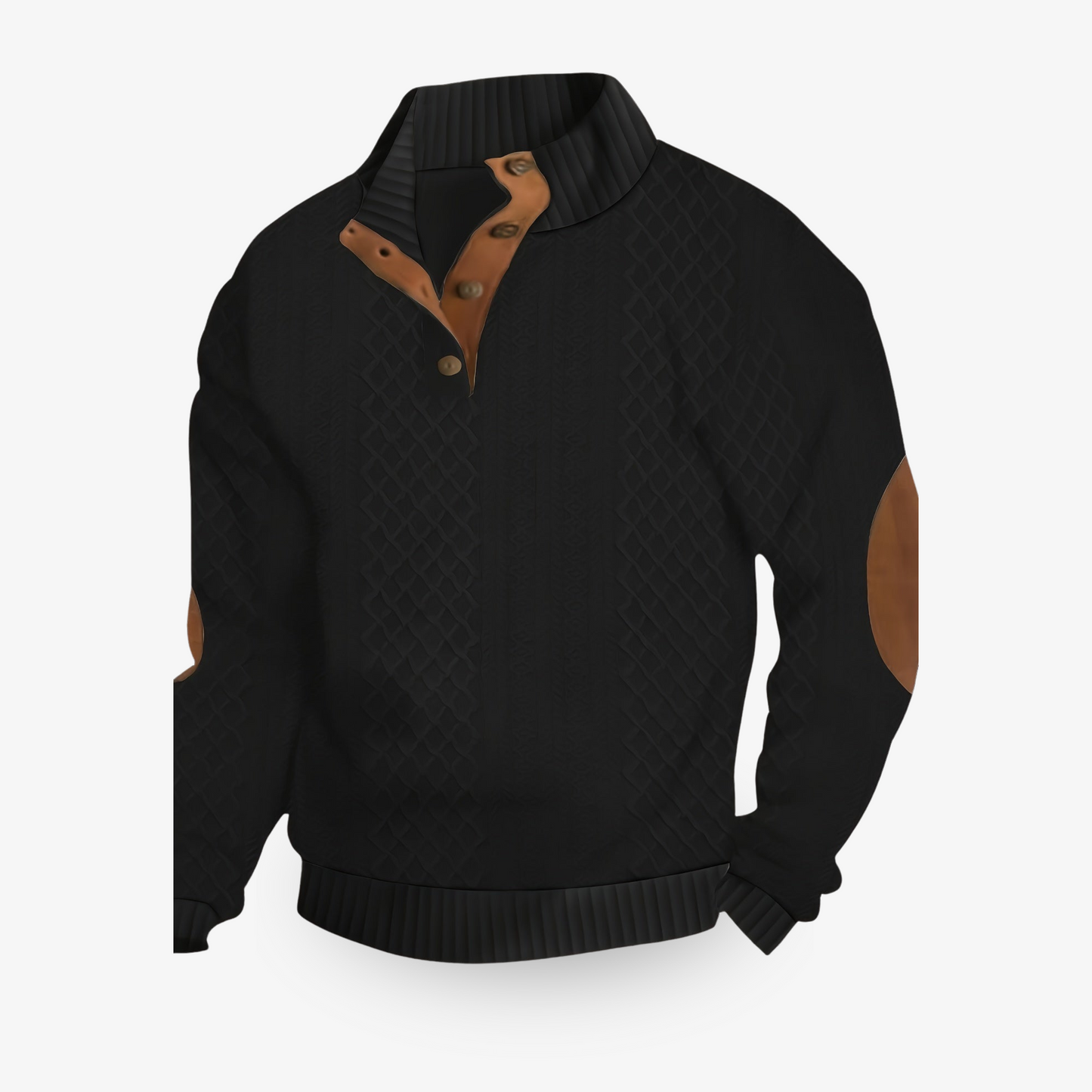 Mathias | Pull chaud texturé en maille premium à col boutonné