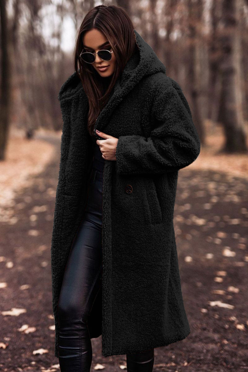 Lorena | Manteau long teddy à capuche pour femme  chaud et élégant
