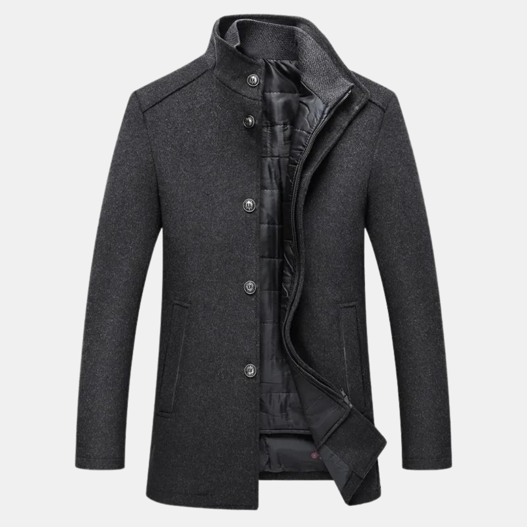 Léo | Manteau Homme En Laine Avec Col Montant