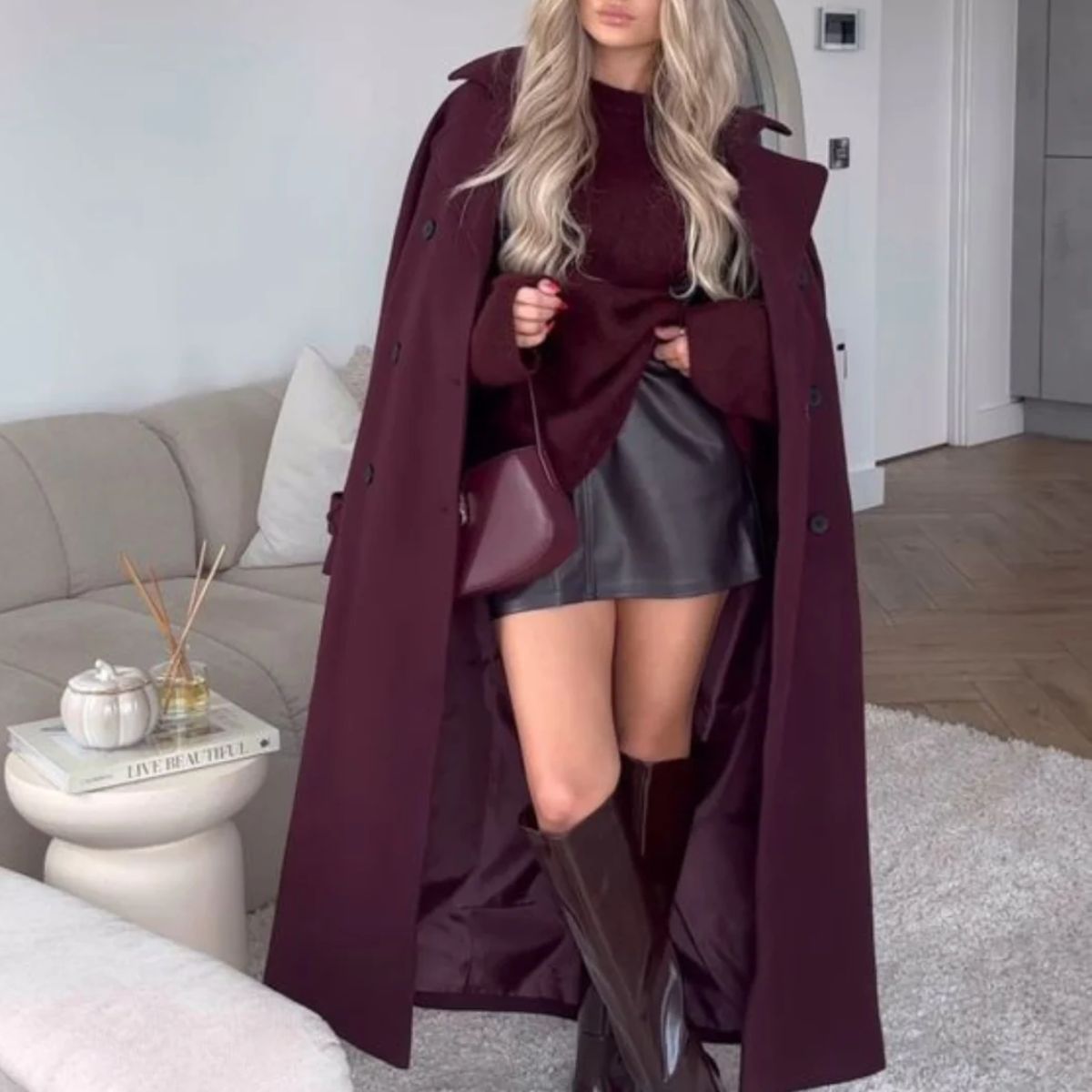 Marlène | Manteau Long Ceinturé Élégant pour Femme