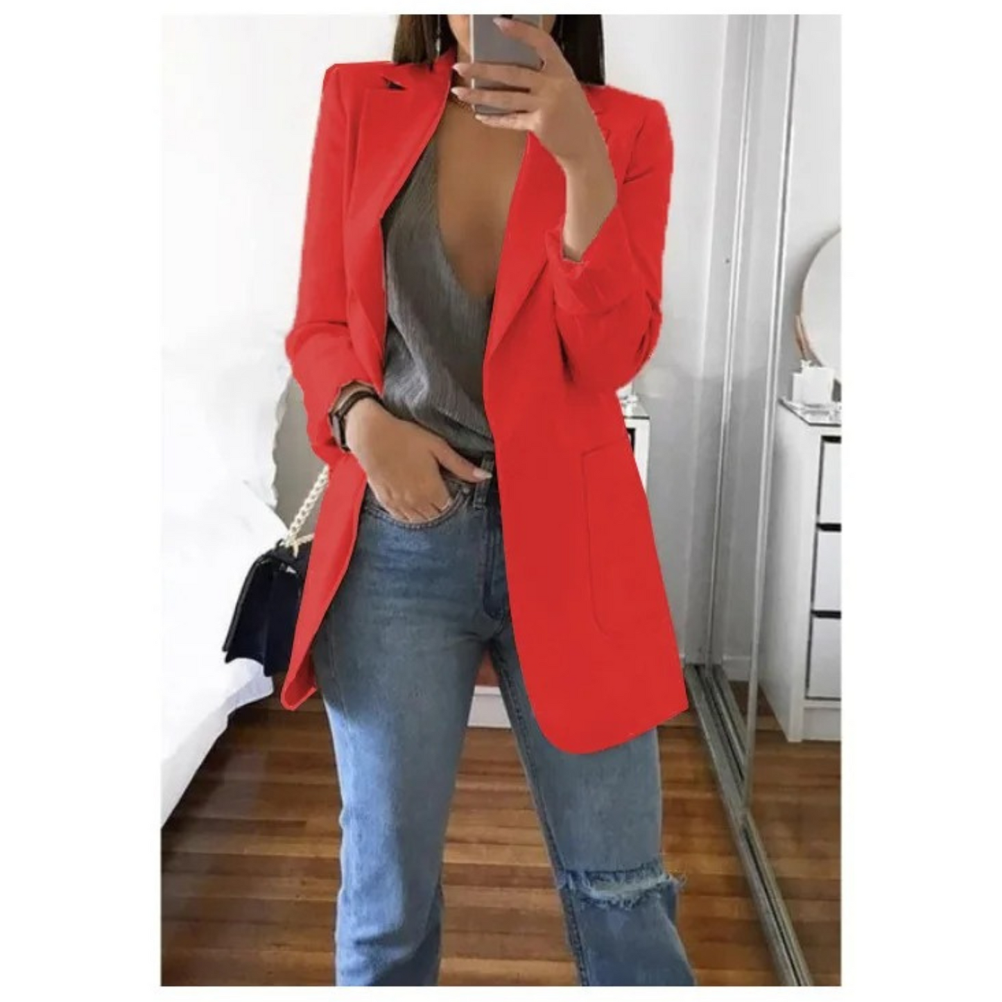 Blazer long pour femme couleur kaki automne MODA