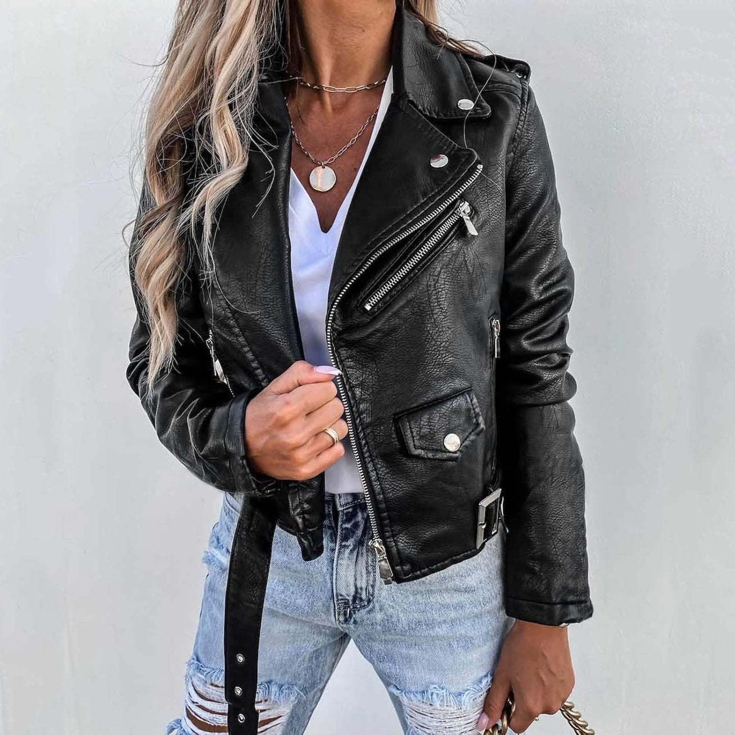 FASLOLSDP Giacca invernale da donna, lunga, retrò, con collo a risvolto, giacca invernale, sexy, da motociclista, per la primavera, per attività all'aperto