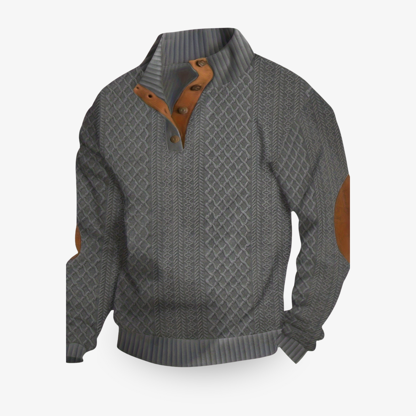 Mathias | Pull chaud texturé en maille premium à col boutonné