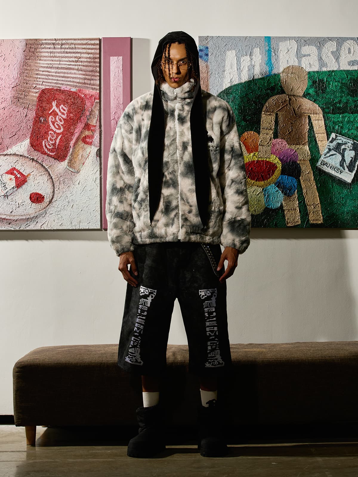 Heavy-Duty Faux Lambswool Tie-Dye Urban Jacket - 1558