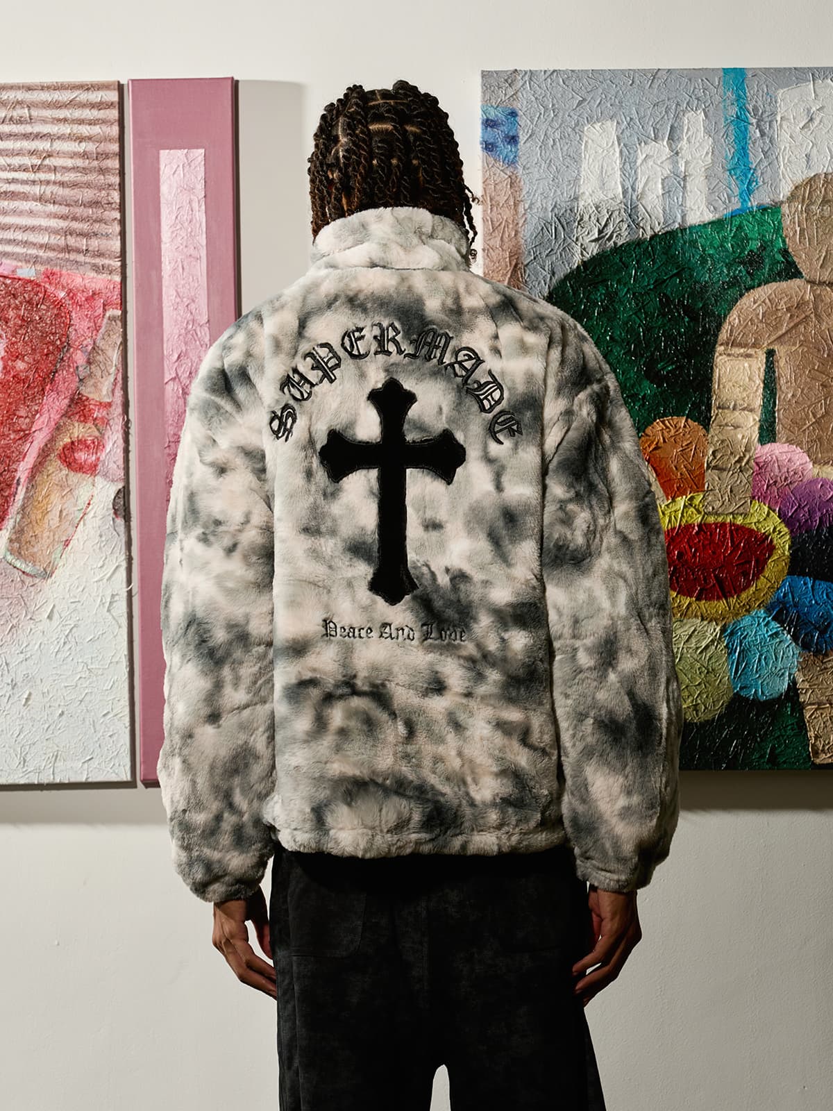 Heavy-Duty Faux Lambswool Tie-Dye Urban Jacket - 1558