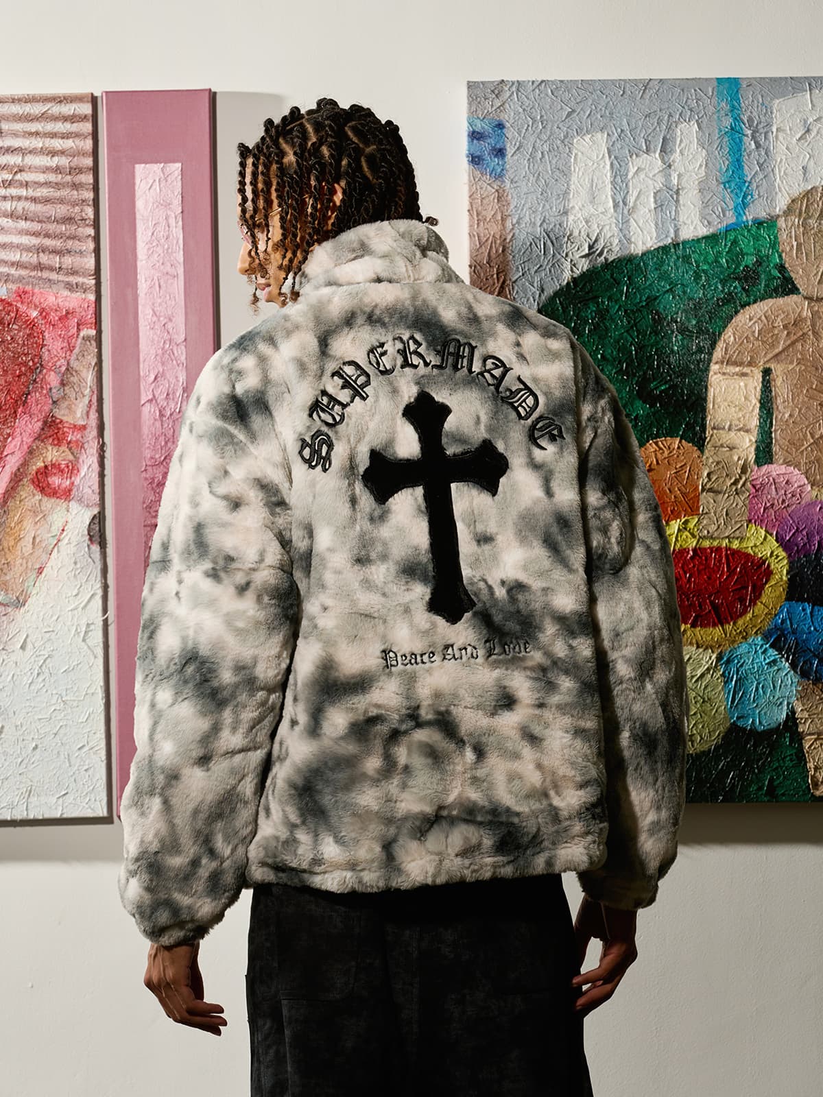 Heavy-Duty Faux Lambswool Tie-Dye Urban Jacket - 1558