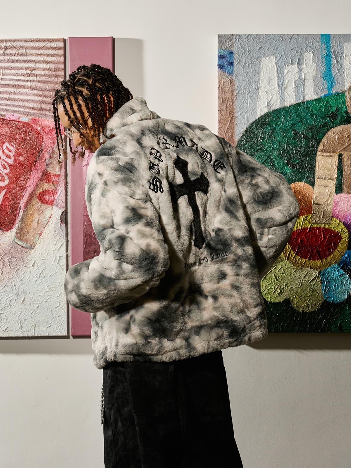 Heavy-Duty Faux Lambswool Tie-Dye Urban Jacket - 1558