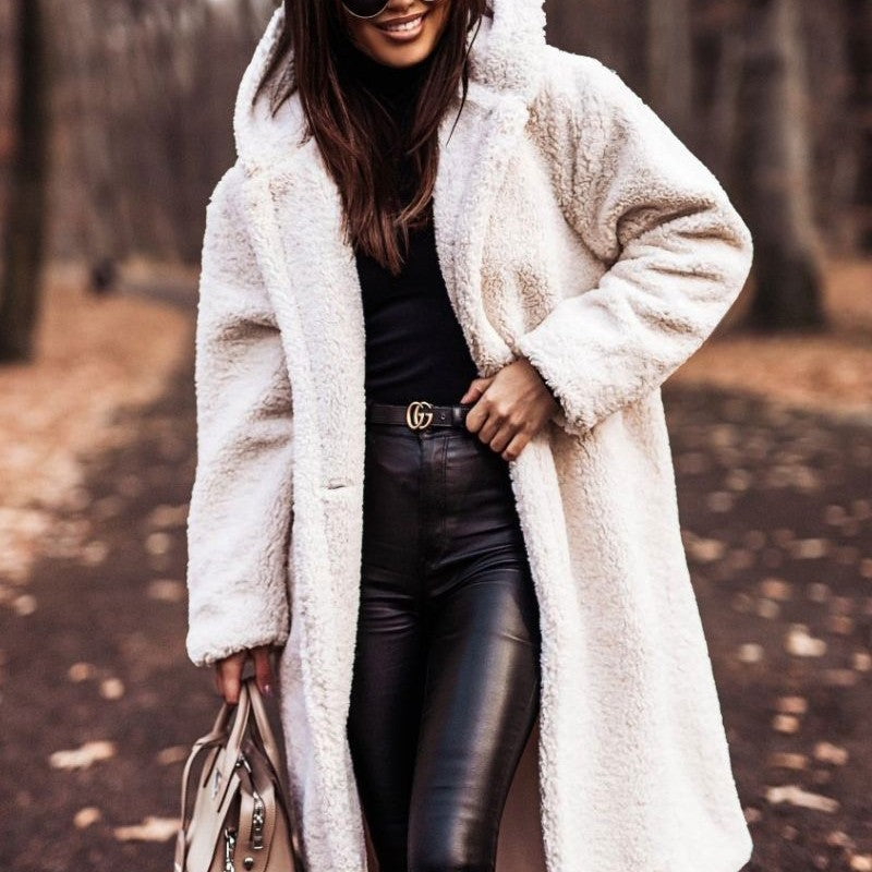 Lorena | Manteau long teddy à capuche pour femme  chaud et élégant