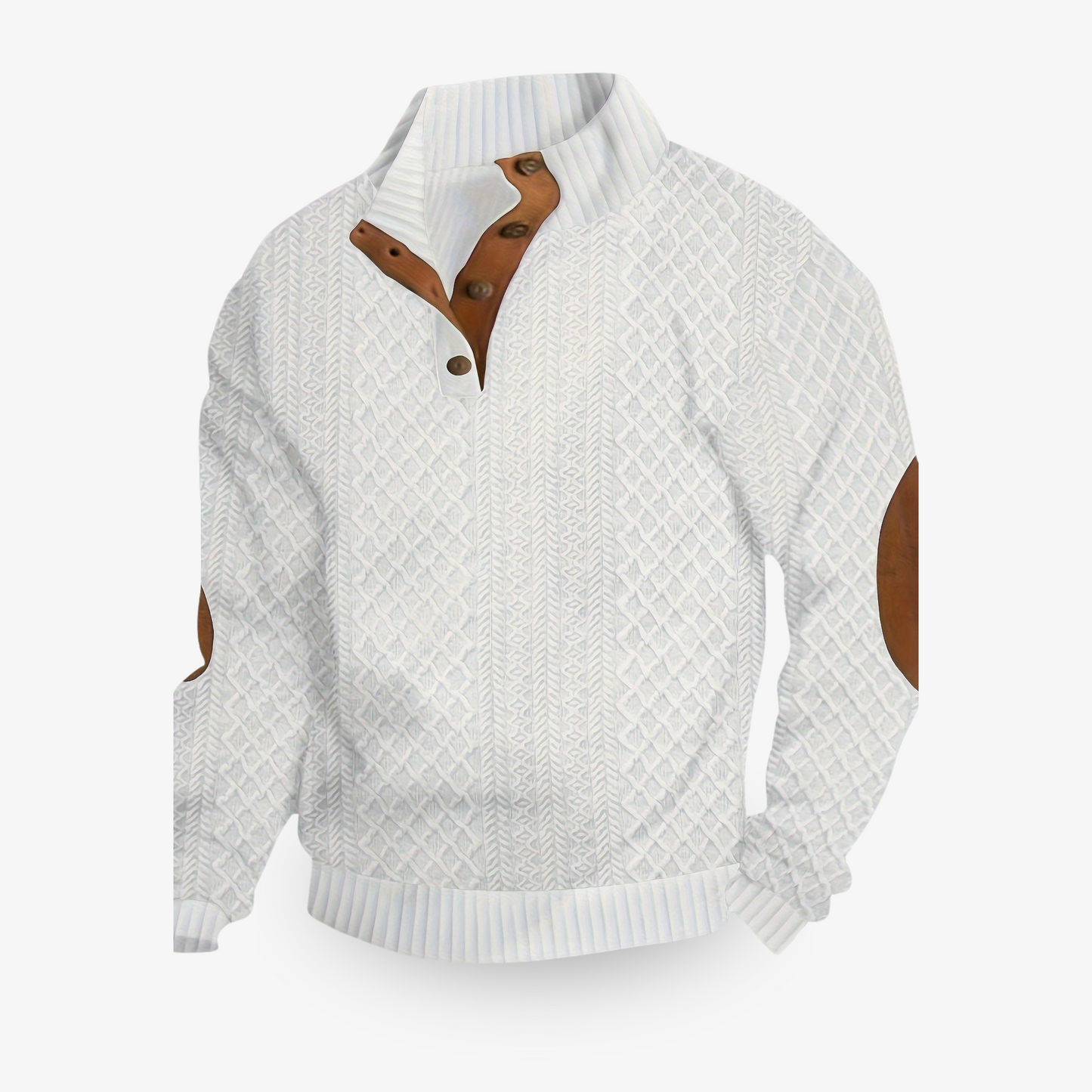 Mathias | Pull chaud texturé en maille premium à col boutonné