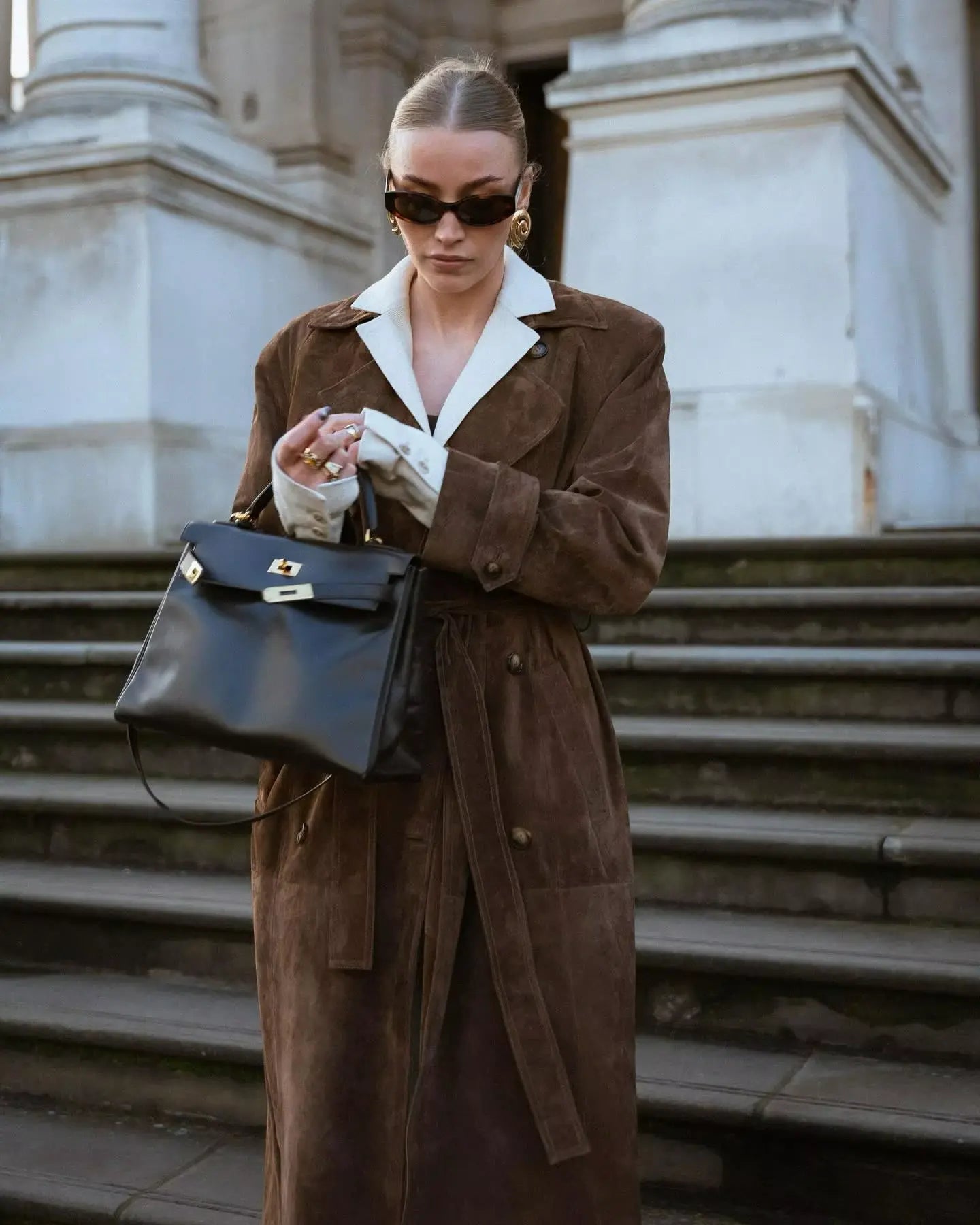 Isadora | Trenchcoat pour Femme Long Effet Daim
