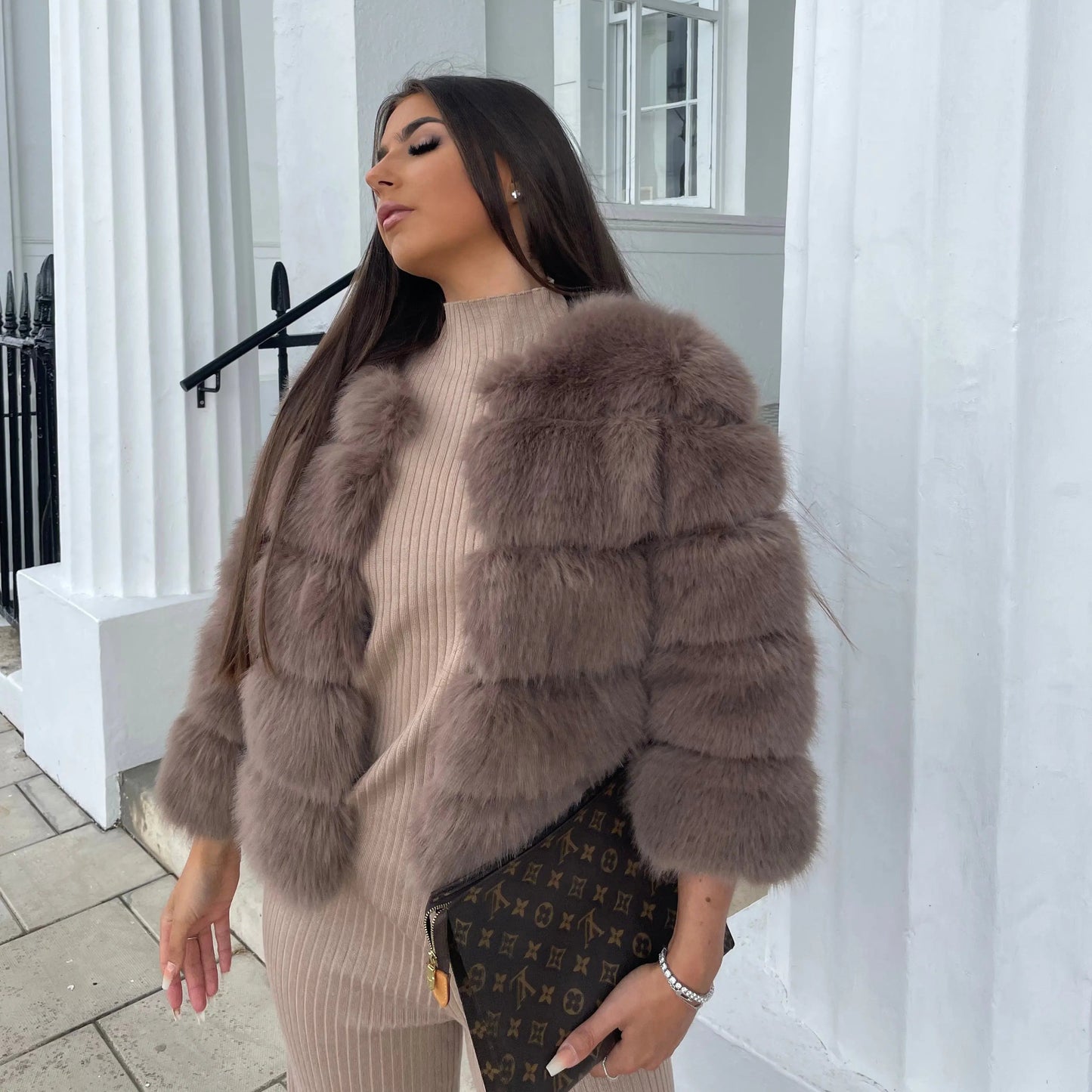 Lima | Manteau Femme en Fausse Fourrure Matelassée