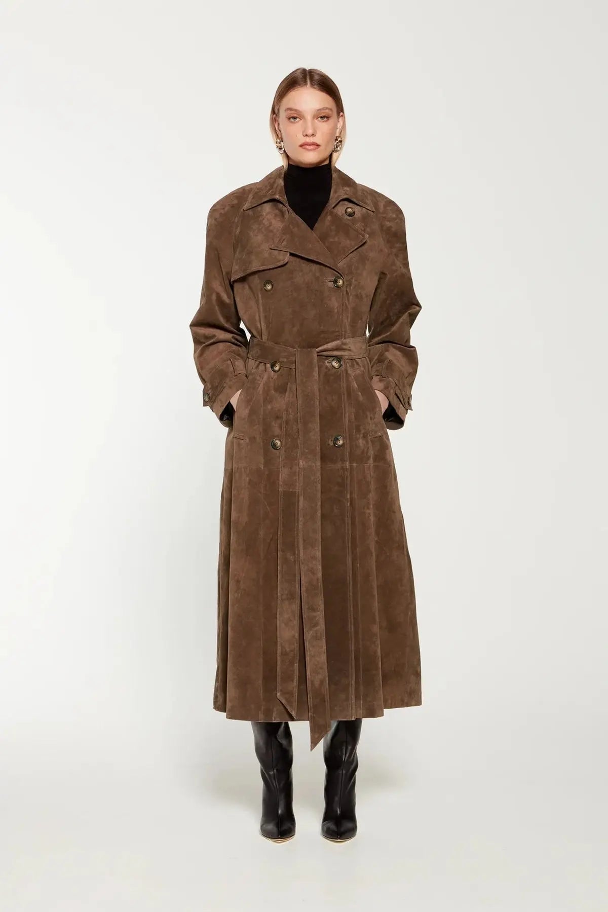 Isadora | Trenchcoat pour Femme Long Effet Daim