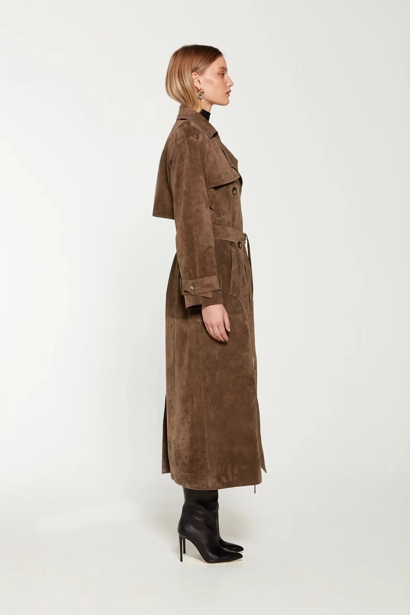 Isadora | Trenchcoat pour Femme Long Effet Daim