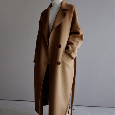 Isaline | Manteau long en laine minimaliste et raffinée pour femme