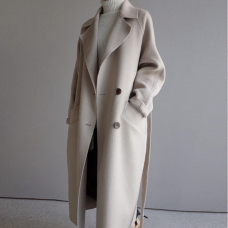 Isaline | Manteau long en laine minimaliste et raffinée pour femme