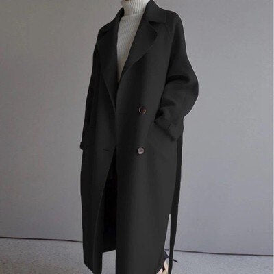 Isaline | Manteau long en laine minimaliste et raffinée pour femme