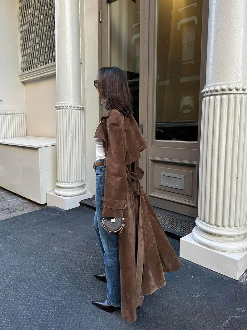 Isadora | Trenchcoat pour Femme Long Effet Daim