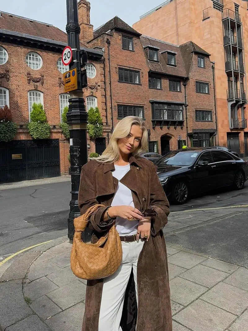 Isadora | Trenchcoat pour Femme Long Effet Daim