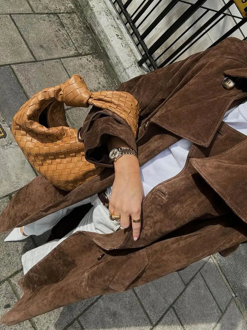 Isadora | Trenchcoat pour Femme Long Effet Daim