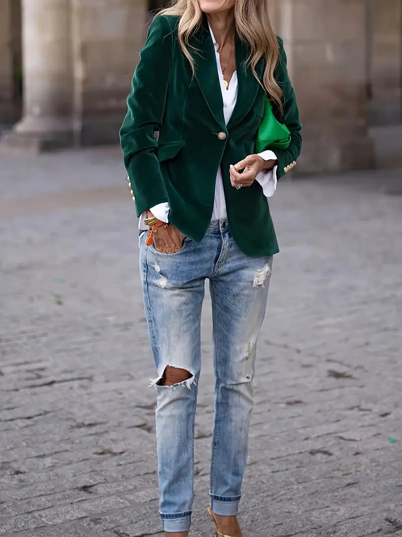 Blazer Élégant en Velours - Chic et Confortable