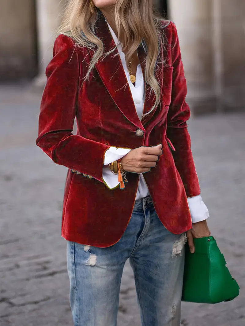 Blazer Élégant en Velours - Chic et Confortable