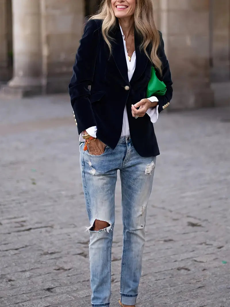 Blazer Élégant en Velours - Chic et Confortable
