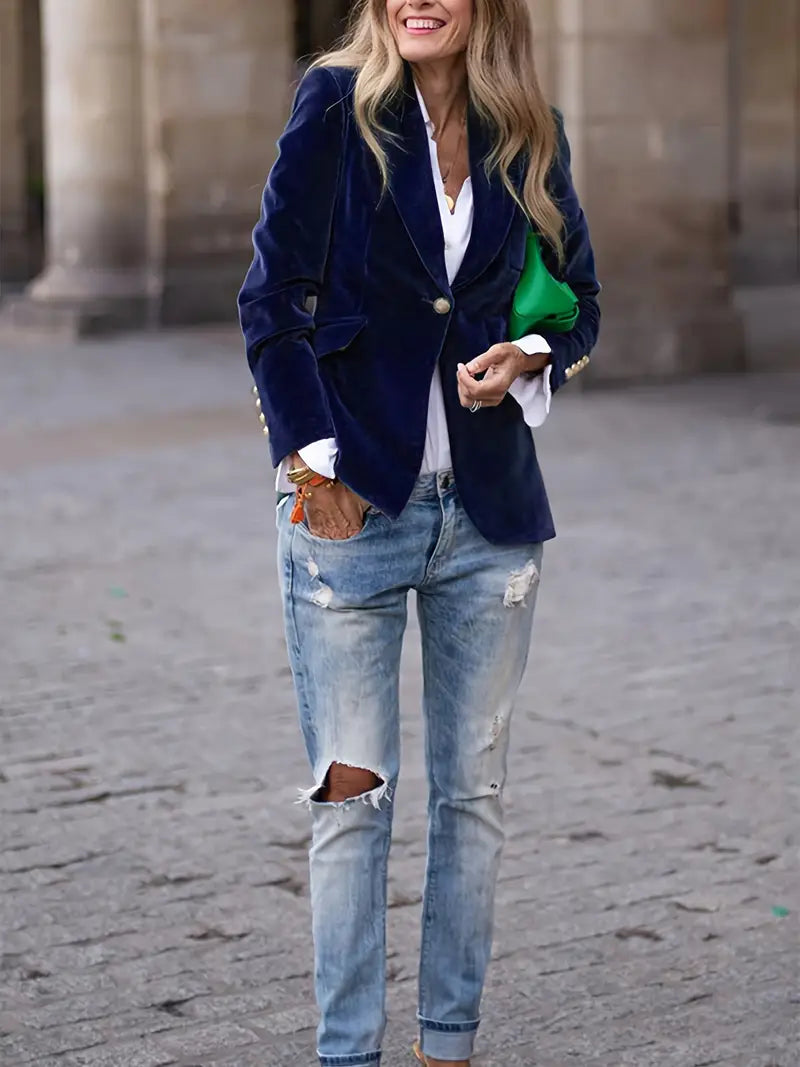 Blazer Élégant en Velours - Chic et Confortable