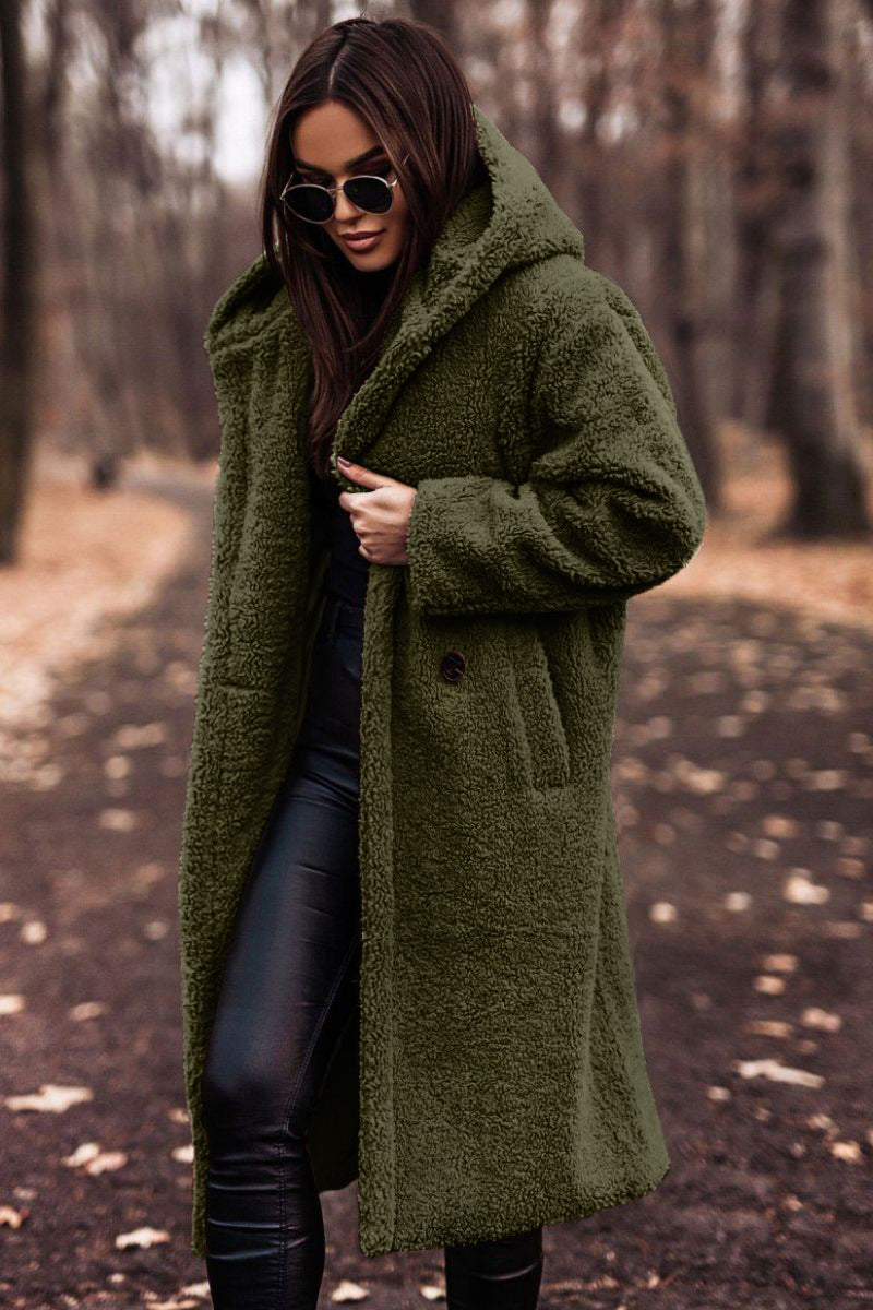 Lorena | Manteau long teddy à capuche pour femme  chaud et élégant