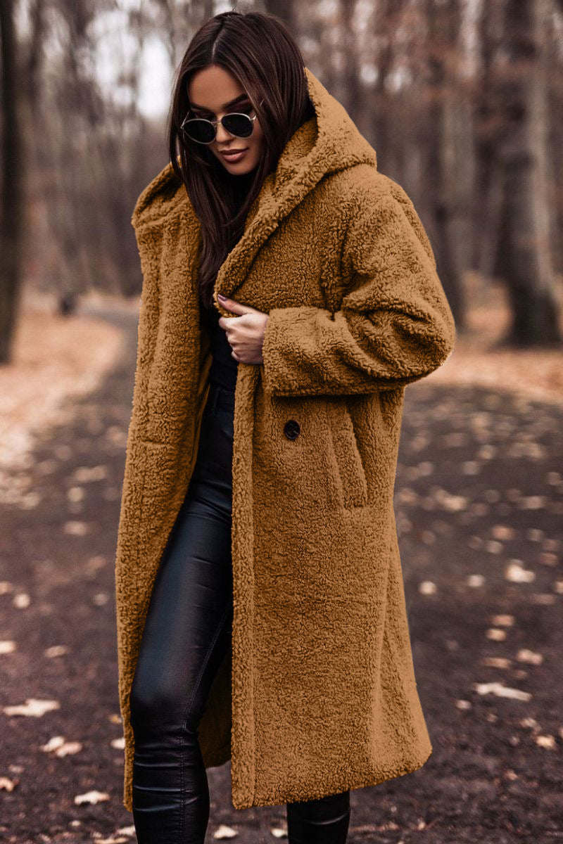 Lorena | Manteau long teddy à capuche pour femme  chaud et élégant