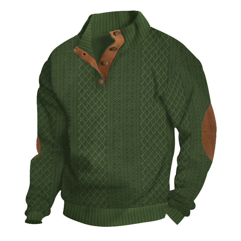 Mathias | Pull chaud texturé en maille premium à col boutonné