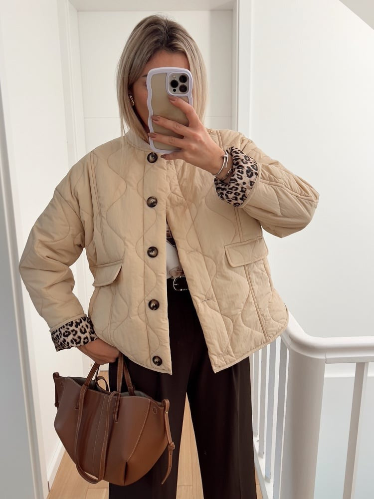 Veste Élégante Doublure Léopard - Chic & Moderne