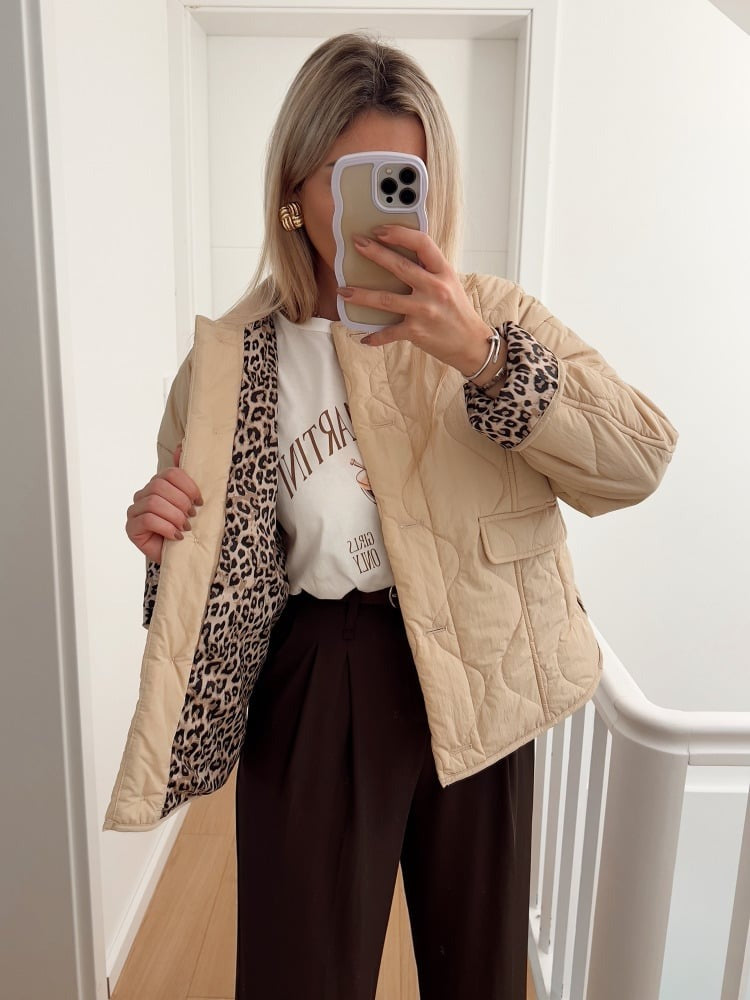Veste Élégante Doublure Léopard - Chic & Moderne