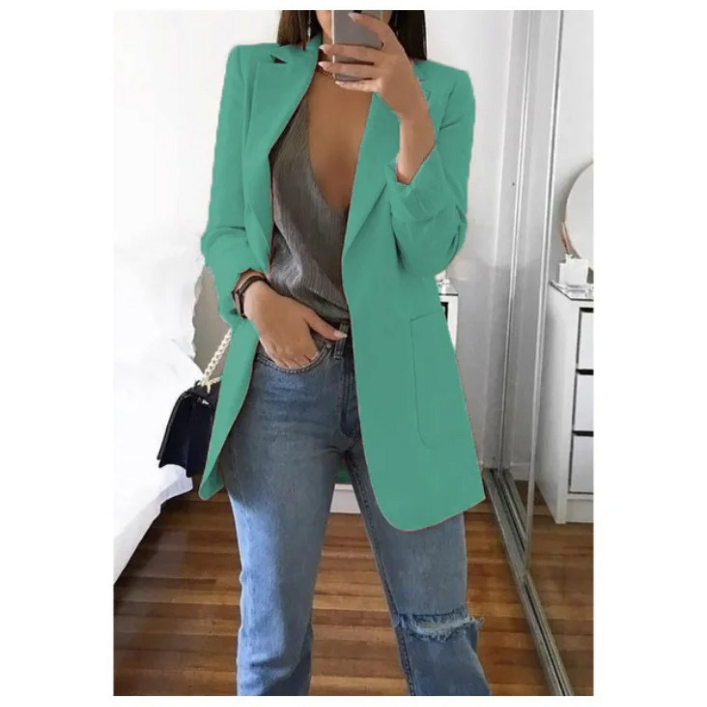 Blazer long pour femme couleur kaki automne MODA