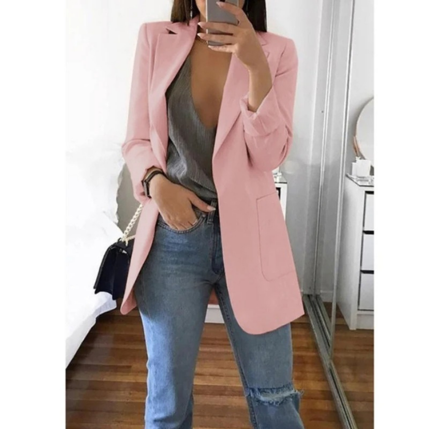 Blazer long pour femme couleur kaki automne MODA