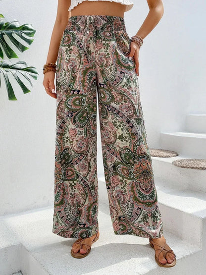 Alma | Pantalon large pour femme imprimé bohème fluide été
