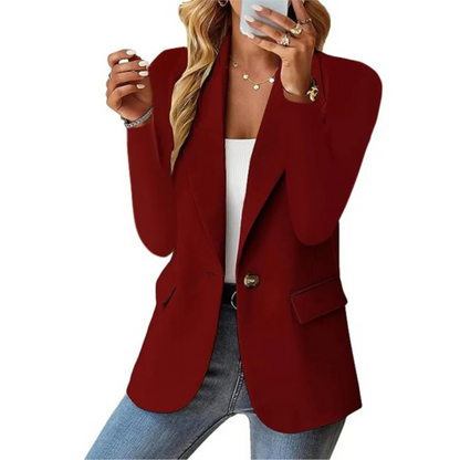 Blazer décontracté à manches longues et poche slim pour femme avec boucle - Édition Automne