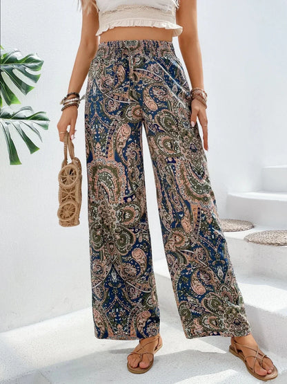 Alma | Pantalon large pour femme imprimé bohème fluide été