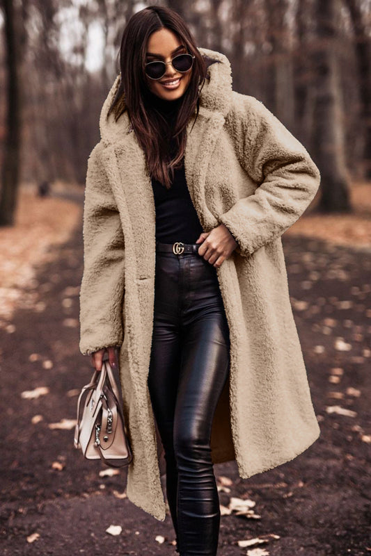 Lorena | Manteau long teddy à capuche pour femme  chaud et élégant