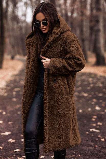 Lorena | Manteau long teddy à capuche pour femme  chaud et élégant