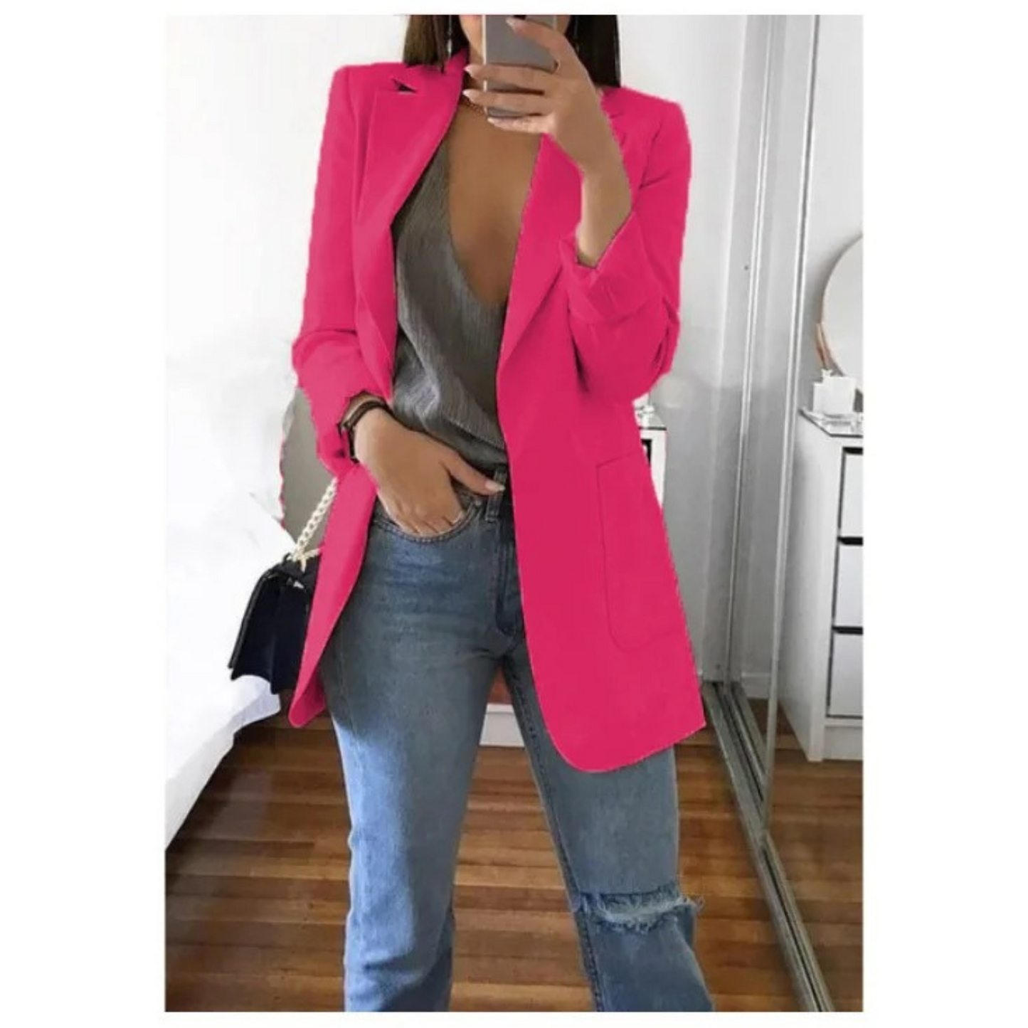 Blazer long pour femme couleur kaki automne MODA