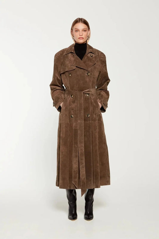 Isadora | Trenchcoat pour Femme Long Effet Daim