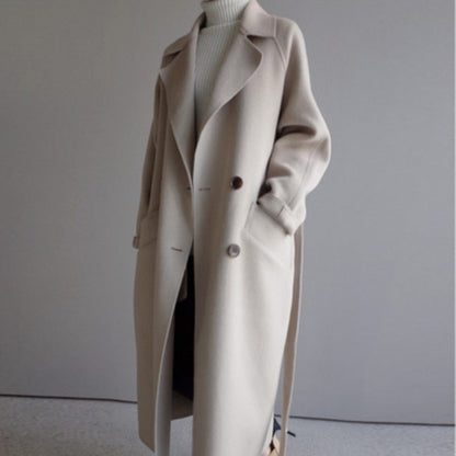 Isaline | Manteau long en laine minimaliste et raffinée pour femme