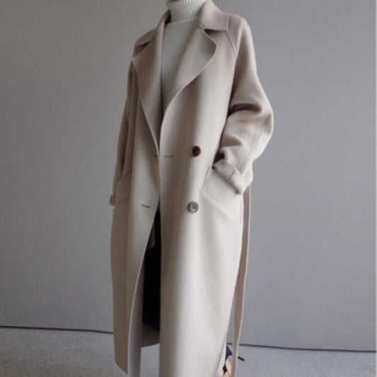 Isaline | Manteau long en laine minimaliste et raffinée pour femme