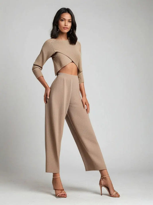 Elora | Ensemble 3 Pièces pour Femme - Chemise + Pantalon + Pull