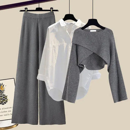 Elora | Ensemble 3 Pièces pour Femme - Chemise + Pantalon + Pull