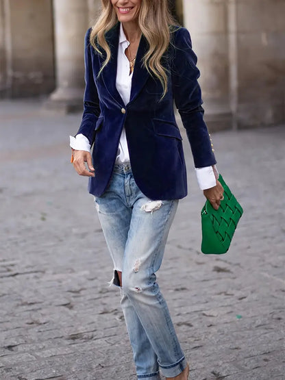 Blazer Élégant en Velours - Chic et Confortable