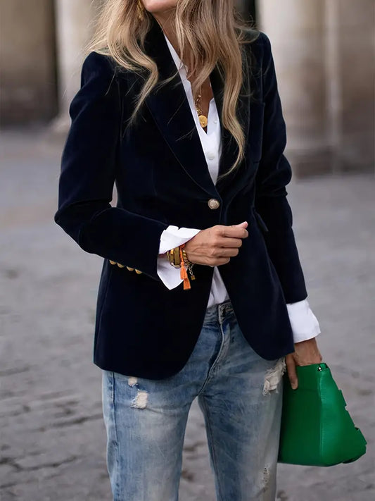 Blazer Élégant en Velours - Chic et Confortable